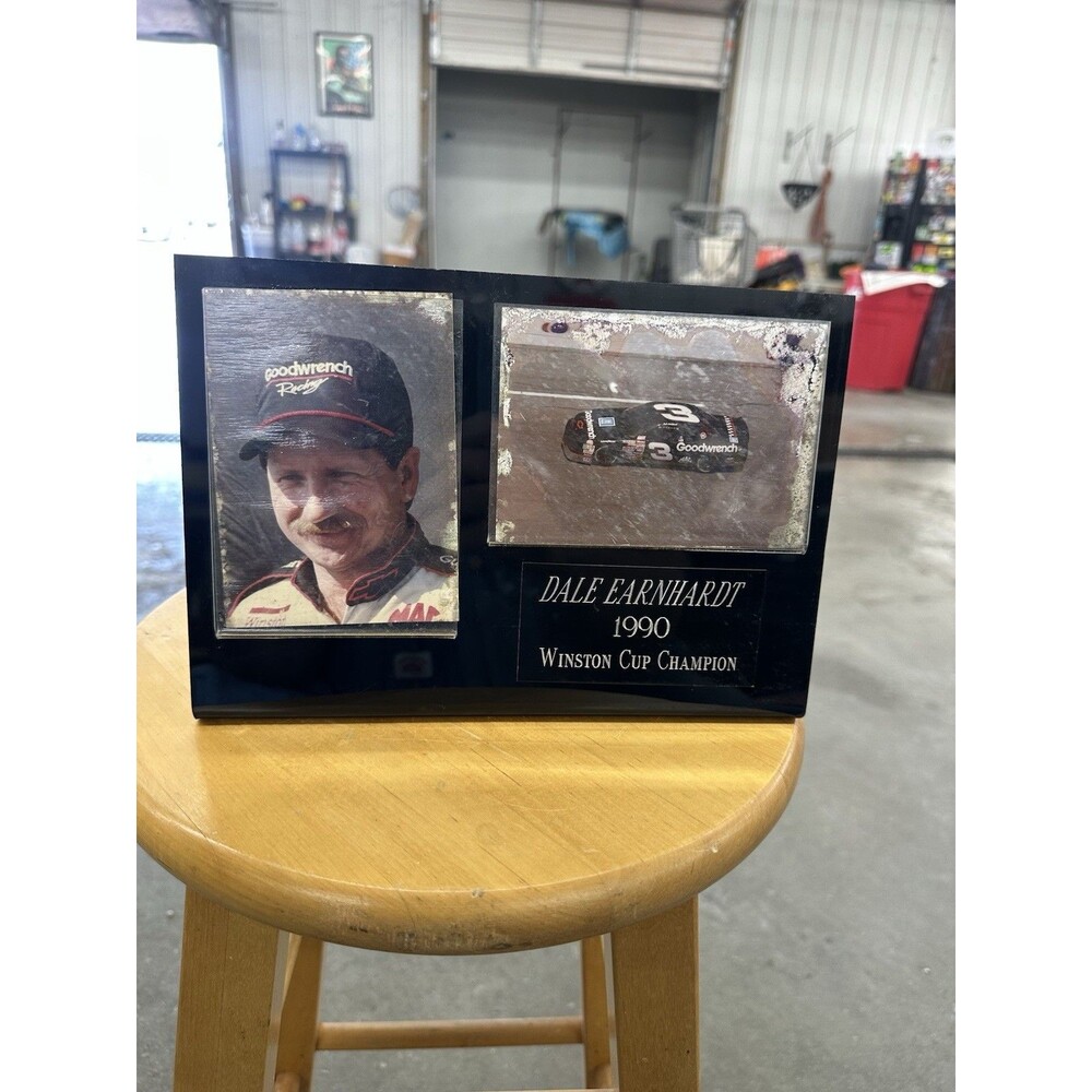 Dale Earnhardt 1990 Winston Cup Champion NASCAR Photo Plaque Black